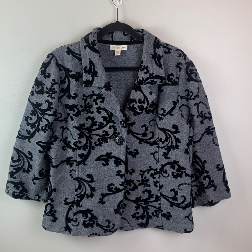 Coldwater Creek Baroque Wool Jacket with Black Details